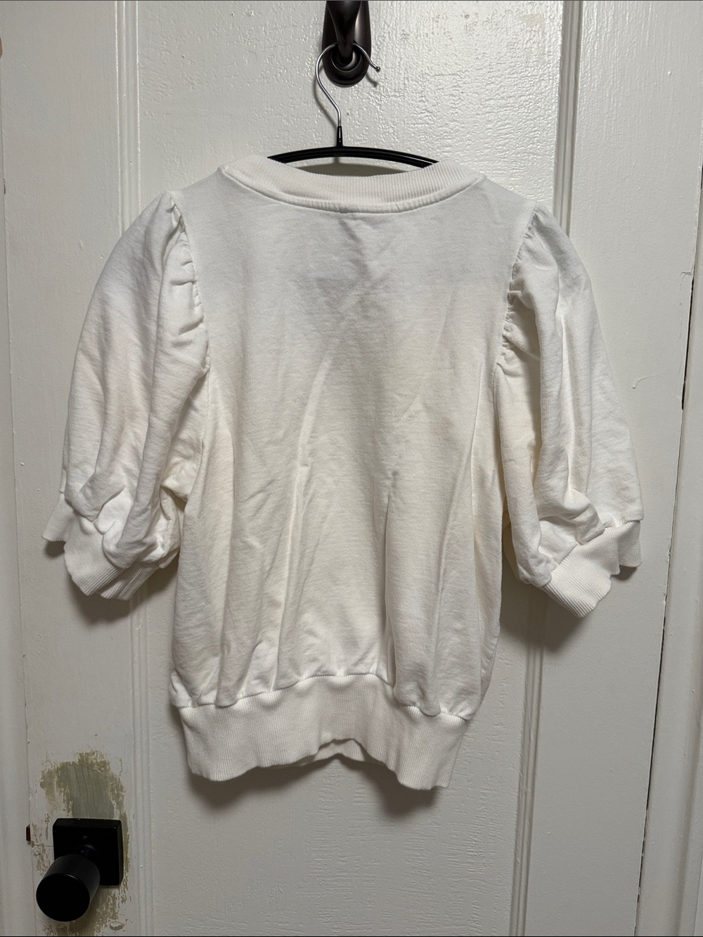 Anthropologie White Embroidered Puff-Sleeve Sweatshirt - Picture 3 of 6